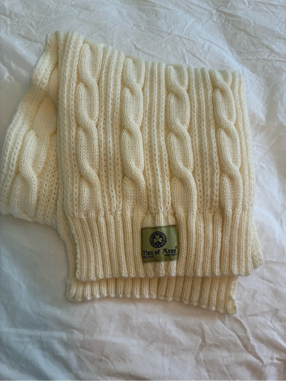 Man of Adam Irish Cream Cable Knit Scarf